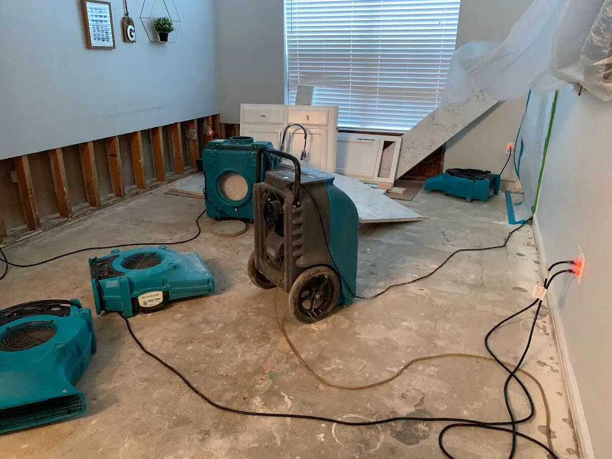 Dehumidifier in flood-cut room for Water Damage Restoration in St. Martinville